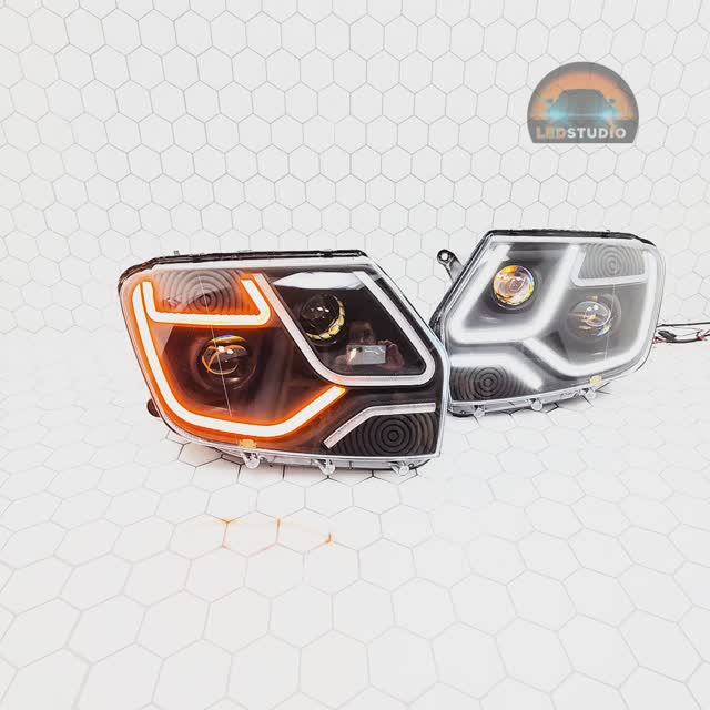 Renault Duster светодиодный тюнинг комплект фар. Рено Дастер тюнинг фары светодиодные! смотреть онлайн