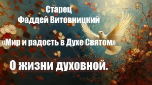 Старец Фаддей Витовницкий - Мир и радость в Духе Святом - О жизни духовной