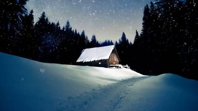 Заснеженная лесная хижина, Падающий снег, Фортепианная