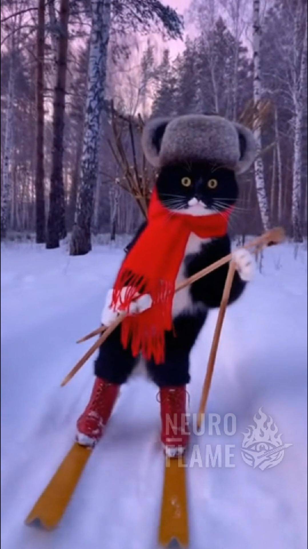 Кот и Зимний день в Русской Глубинке 😸🎿❄