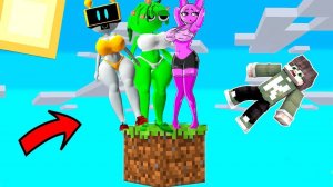 ЗАСТРЯЛ НА 1 БЛОКЕ СО ВСЕМИ ДЕВУШКАМИ СПРУНКИ В МАЙНКРАФТ