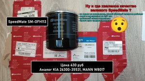 Распил масляного фильтра SpeedMate SM-OFH113. Аналог MANN W8017