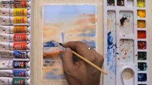 Мастер-класс пошаговый по рисованию акварелью красивого морского пейзажа,  Маяк легко