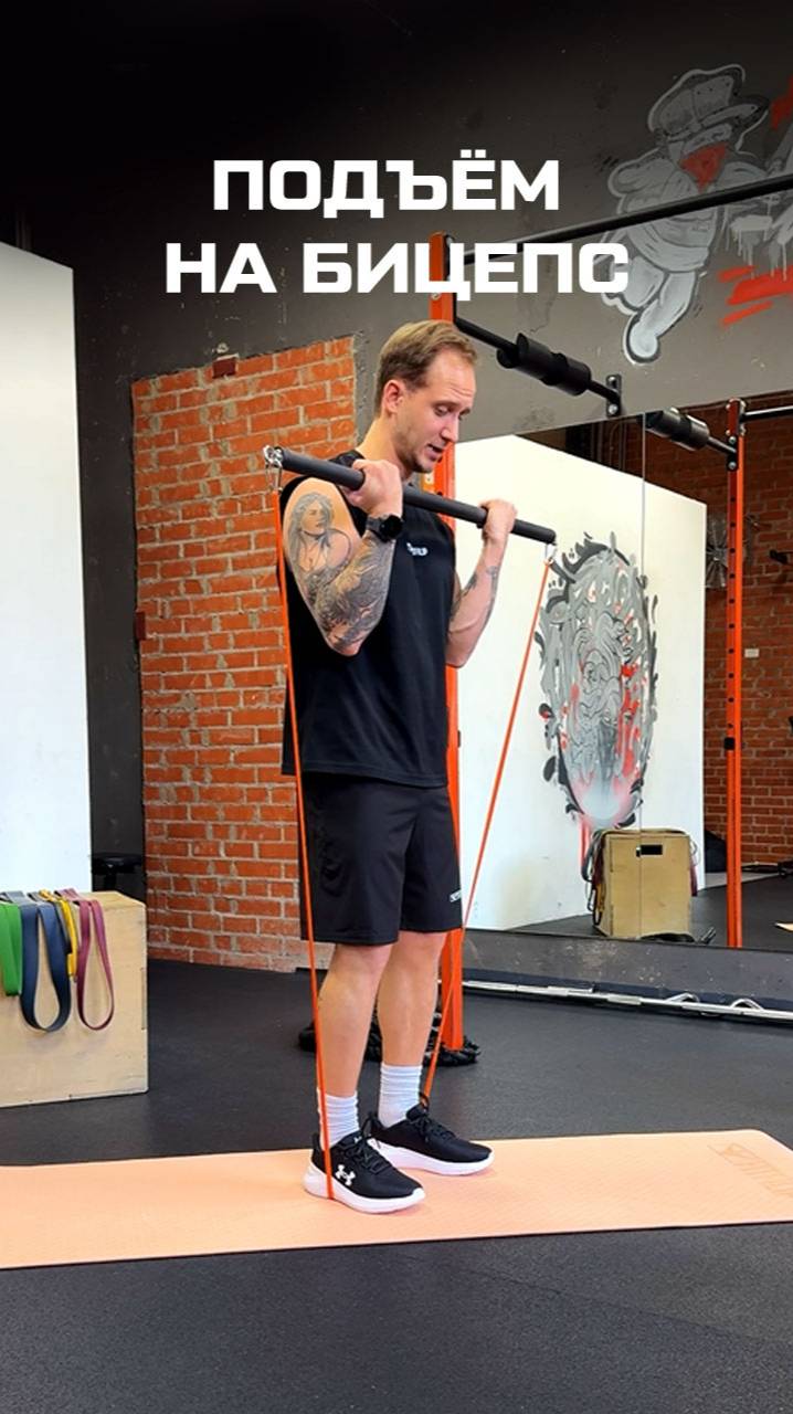 Подъём на бицепс с грифом и резинками FITFILIP смотреть онлайн