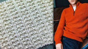 Простой рельефный узор Польская резинка ⭐ Узор мужского джемпера от Ирис фон Арним