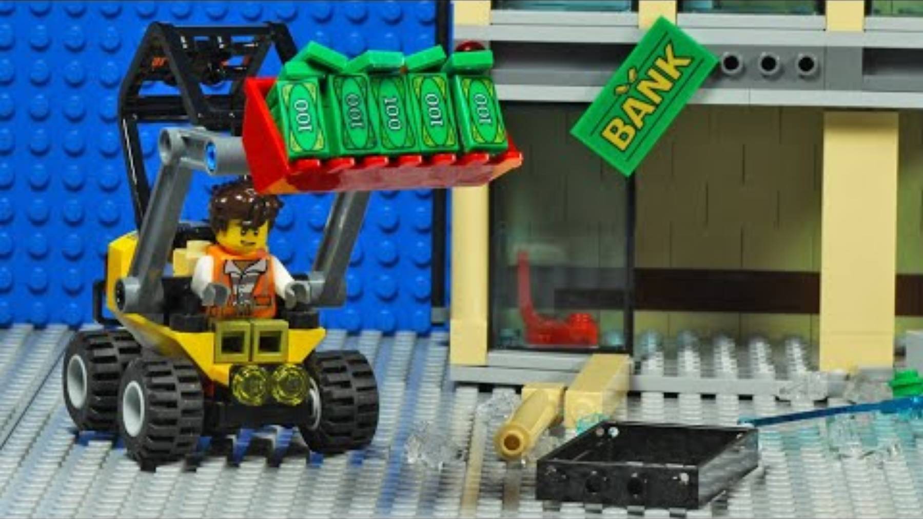 Lego City Ограбление банка Lego City ATM при помощи бульдозера смотреть онлайн