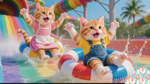 Мультики для детей, котики в аквапарке, мультфильм детям