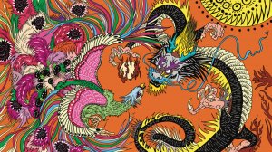 Рисую схватку волшебной птицы с драконом | Процесс рисования! Таймлапс