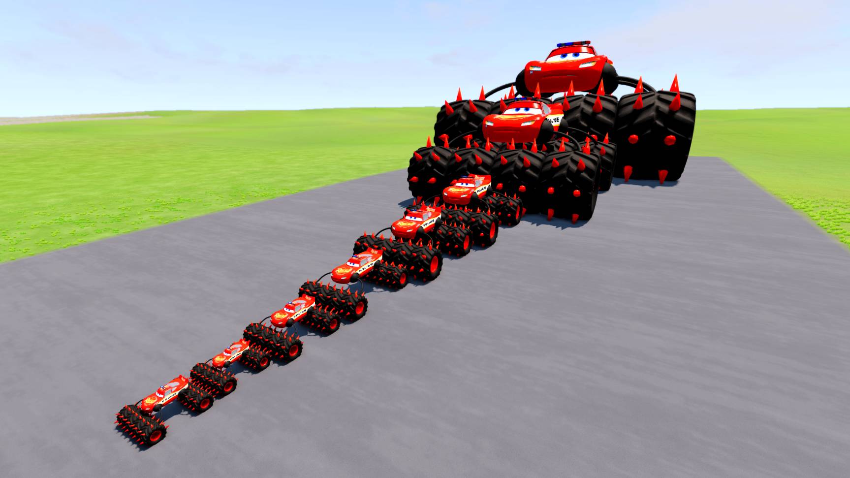 Большая и маленькая полицейская машина Маккуина молния против портала | BeamNG.drive смотреть онлайн