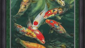 Видео 11. Продолжаю вышивать карпов под расслабляющую музыку