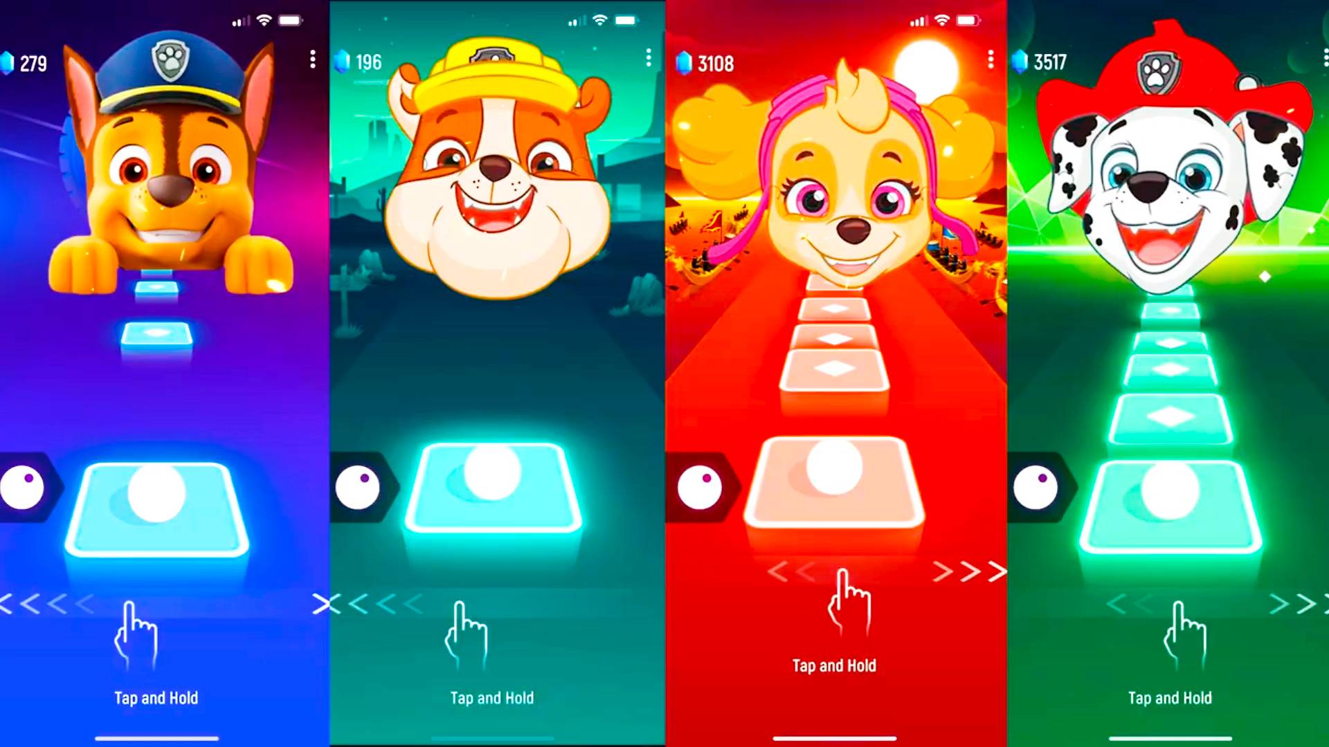 Мультики для Детей Щенячий Патруль Tiles Hop - Гончик, Крепыш, Скай, Маршалл смотреть онлайн