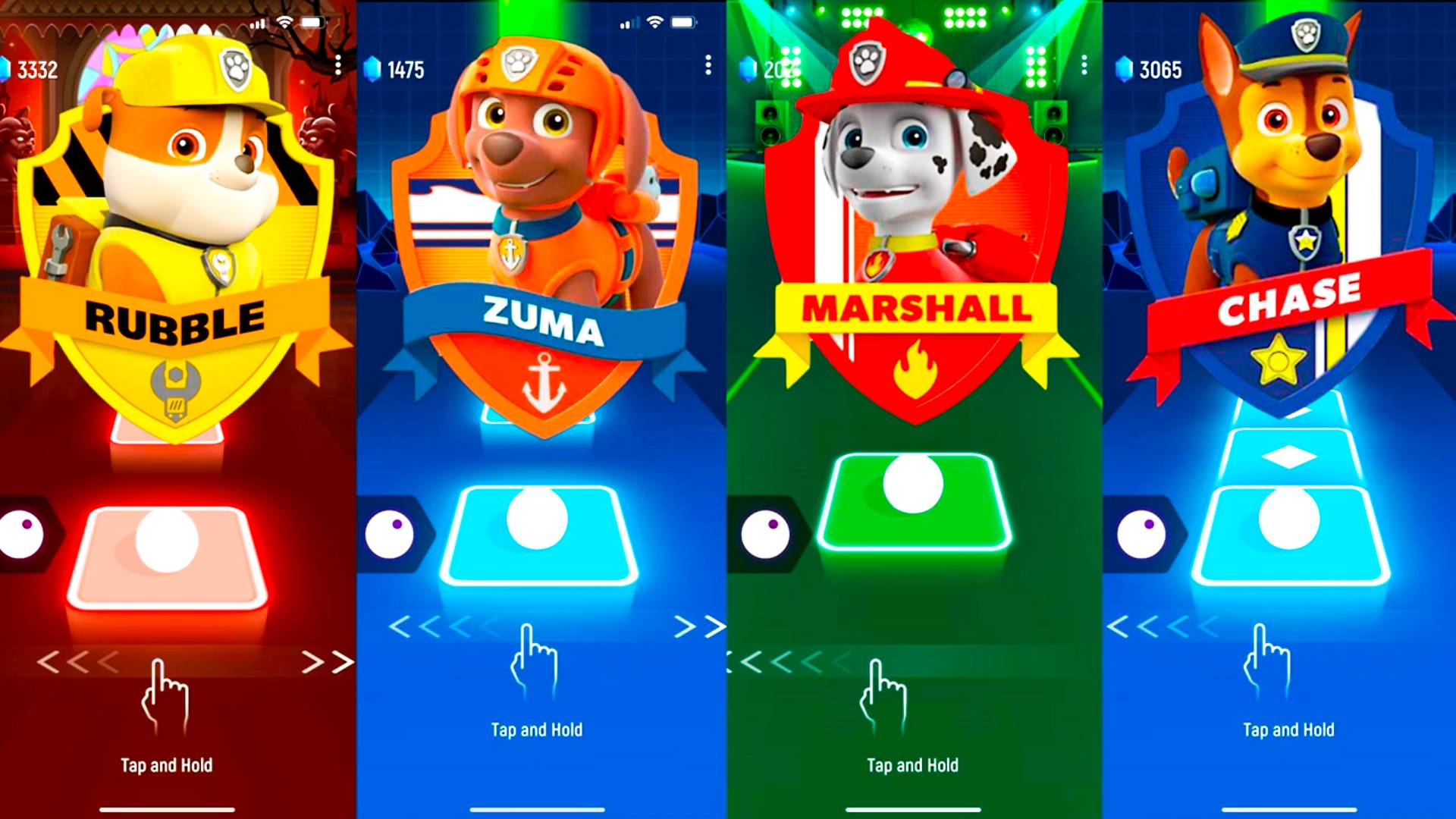 Мультики для Детей Щенячий Патруль Tiles Hop - Крепыш, Зума, Маршалл, Гончик смотреть онлайн