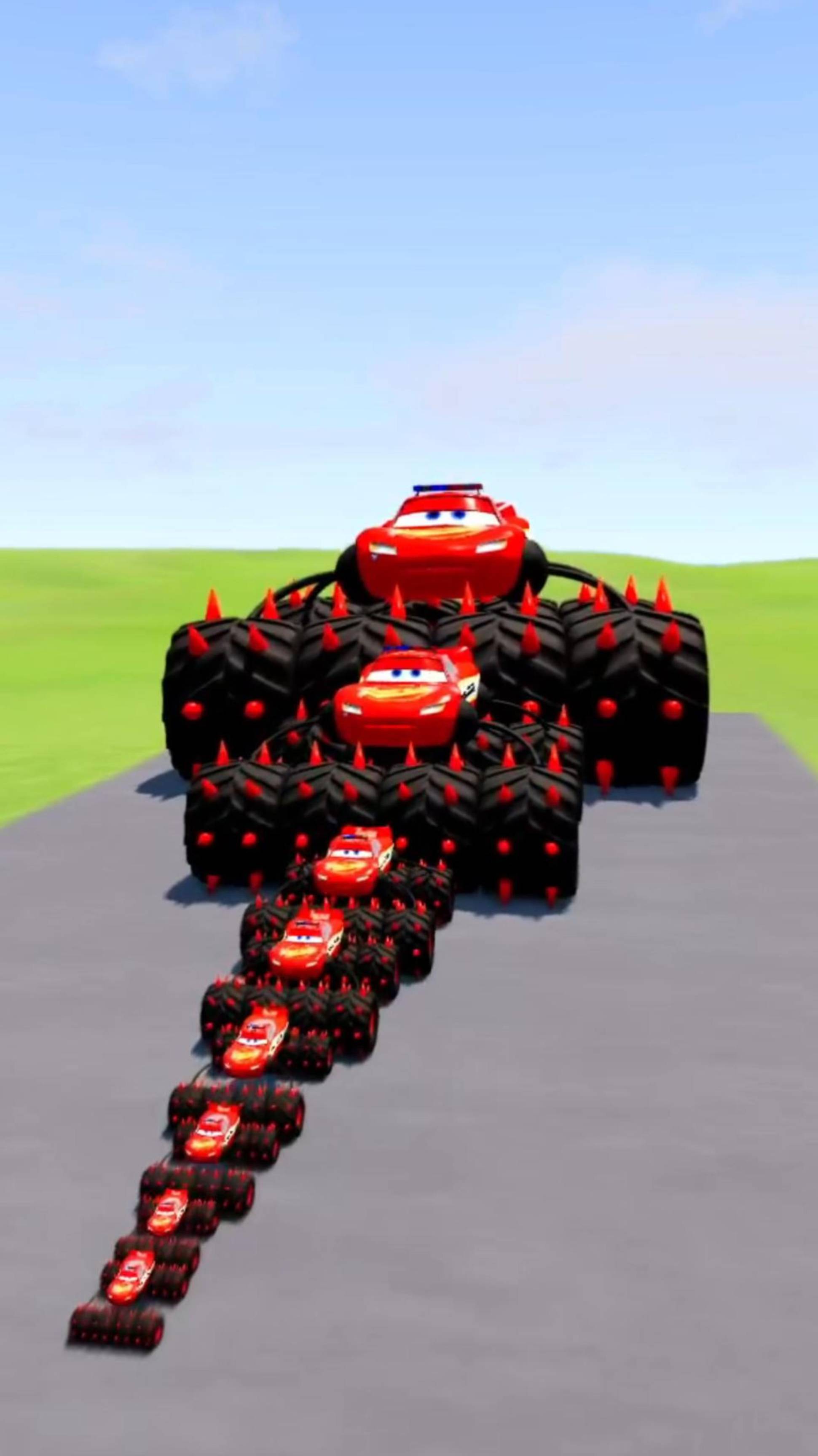 Большая и маленькая полицейская машина Маккуина молния против портала | BeamNG.drive смотреть онлайн