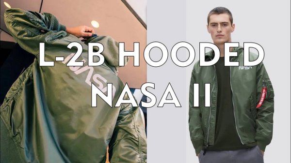 Бомбер Alpha Industries L-2B Hooded NASA II Sage Green (Зеленый)