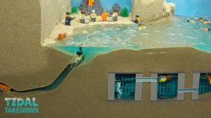 Наводнение в тюрьме Lego City Катастрофа, вызванная цунами - Эксперимент по прорыву плотины
