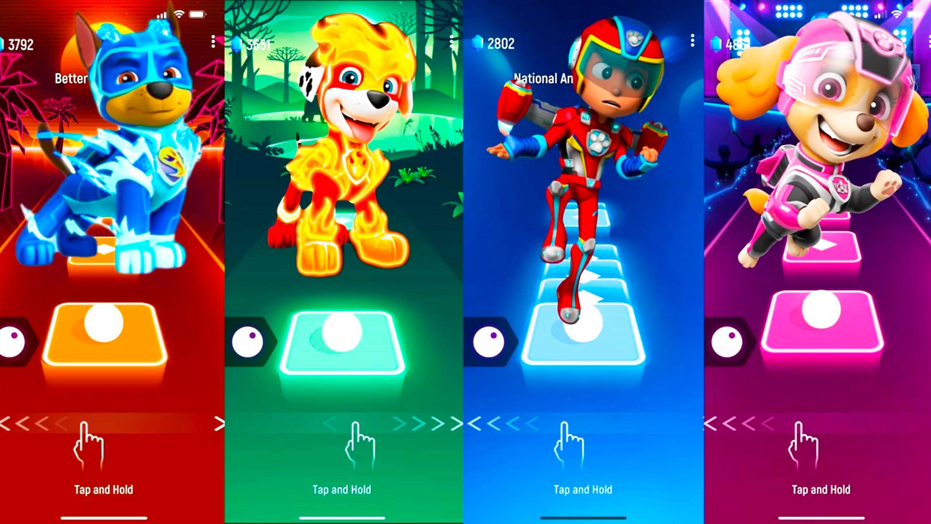 Мультики для Детей Щенячий Патруль Tiles Hop - Гончик, Маршалл, Райдер, Скай смотреть онлайн