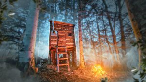 ПОСТРОИЛ ДОМ в ГЛУХОМ ЛЕСУ - ПЕРВАЯ НОЧЬ и ИСПЫТАНИЯ НЕПОГОДОЙ | Один в ДОМЕ НА ДЕРЕВЕ