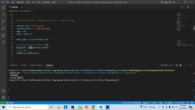 5. Python Datatype Conversion (Type casting) смотреть онлайн