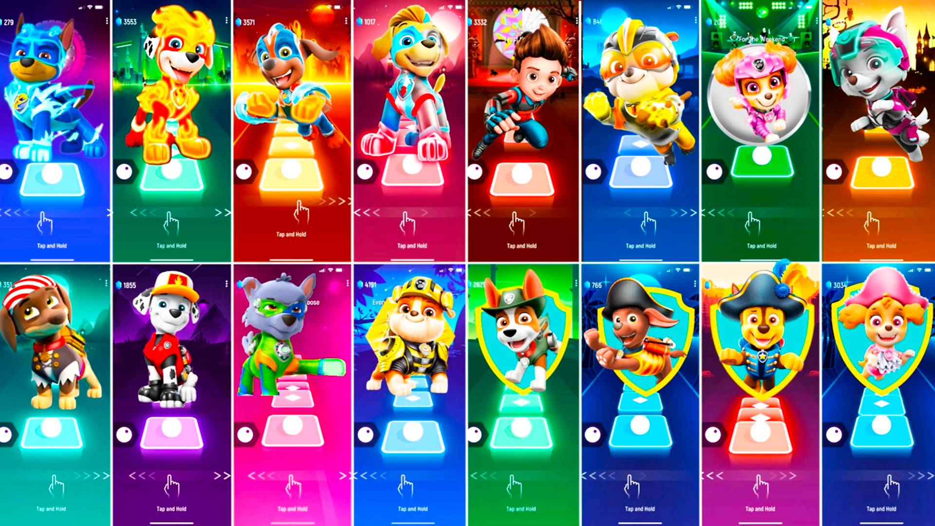 Мультики для Детей Щенячий Патруль Tiles Hop - Гончик, Маршалл, Рокки, Райдер, Крепыш, Скай смотреть онлайн