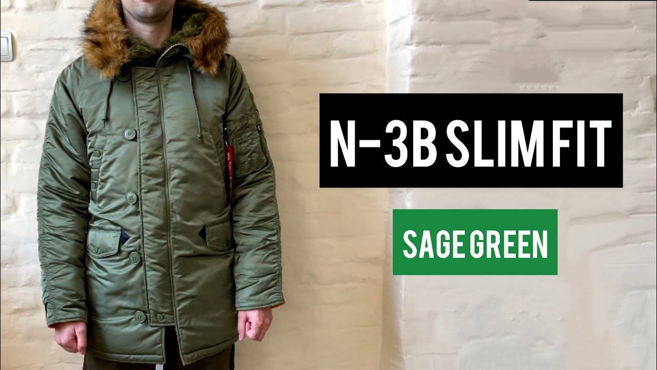 Парка Alpha Industries N-3B Slim Fit Sage Green (Зеленая) смотреть онлайн
