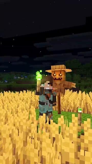 Minecraft SCARECROW FOR HALLOWEEN with Actions & Stuff #minecraft #shorts смотреть онлайн