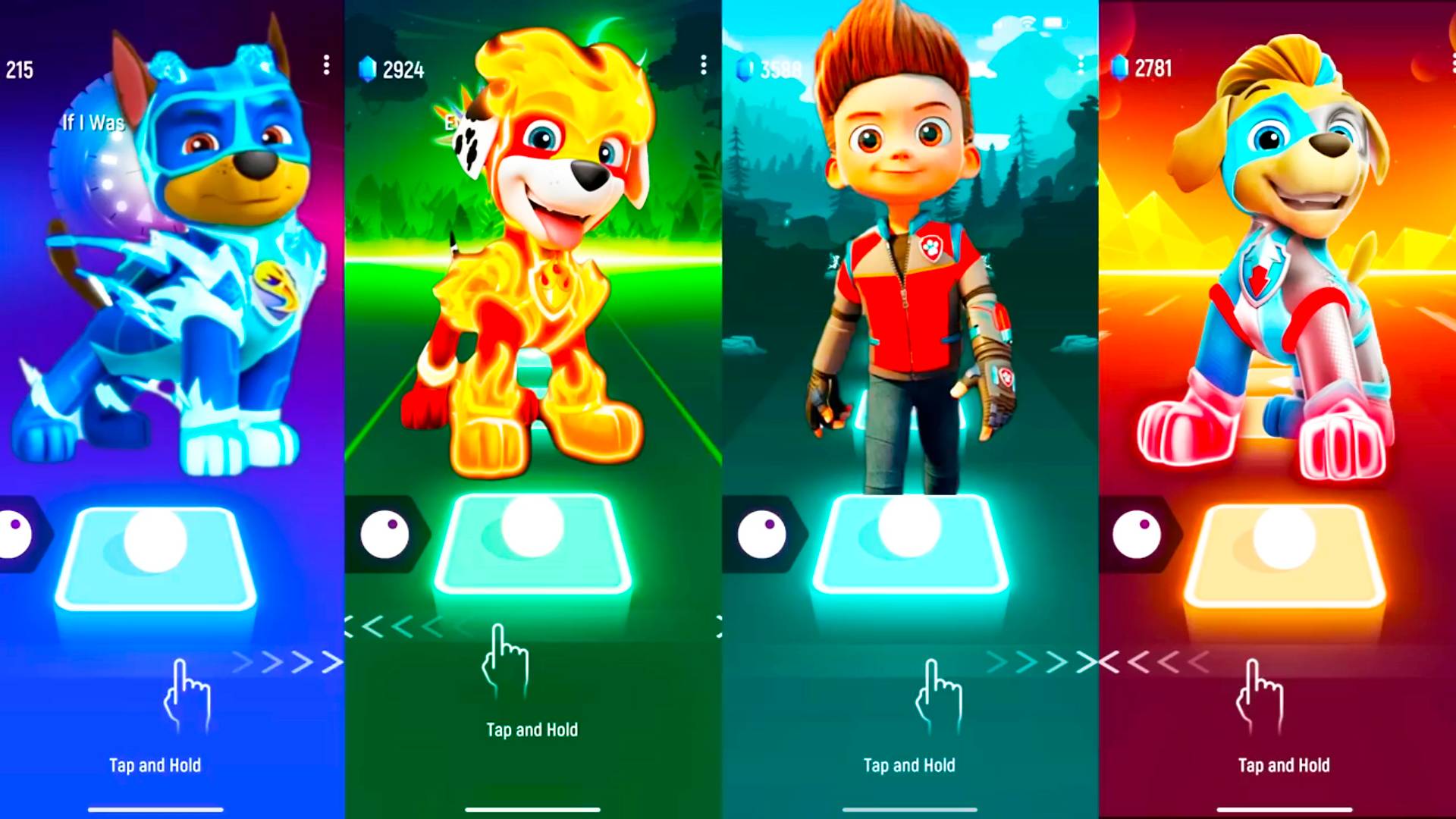 Мультики для Детей Щенячий Патруль Tiles Hop - Гончик, Маршалл, Райдер, Элл смотреть онлайн