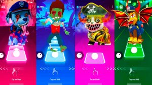 Мультики для Детей Щенячий Патруль Tiles Hop ЗОМБИ - Маршалл, Райдер, Крепыш, Гончик