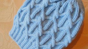 ВЯЗАНАЯ ШАПКА СПИЦАМИ. УЗОР "РОМБЫ". ПОДРОБНЫЙ ПОПЕТЕЛЬНЫЙ МАСТЕР-КЛАСС