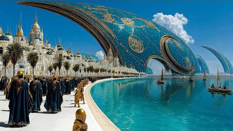Heavenly Metropolis of Gold _ Ultra Realistic Sci-Fi Kingdom Tour смотреть онлайн