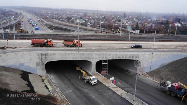 Готовность тоннеля под ж/д путями-станция Дачная / строительство автомагистрали Центральная / Самара