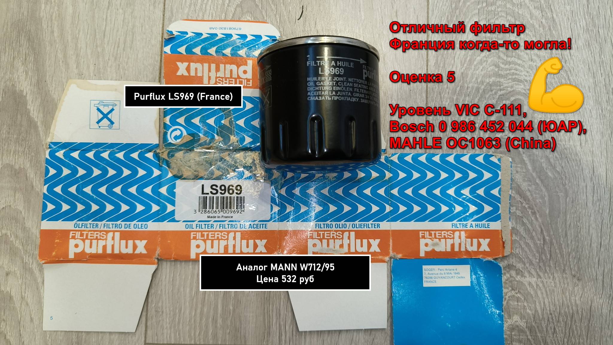Распил масляного фильтра Purflux LS969 (France). Аналог MANN W712/95 смотреть онлайн