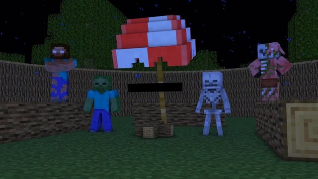 Смогут ли мобы выжить 99 ночей в лесу? - Анимация МАЙНКРАФТ смотреть онлайн