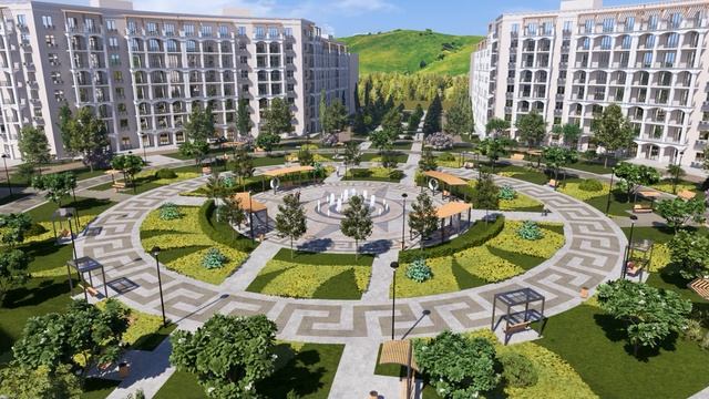 ЖК Кипарис, поселок Суккко, благоустройство центрального фонтана