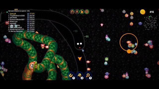 Worms Zone 910,865 очков!!! Червяк пожиратель