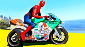 Человек-паук - Супер Гонки на Мотоциклах Паркур Челлендж Супергерои, Халк, Железный Человек