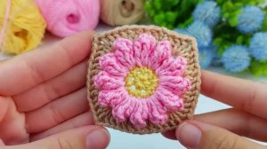 Красивый цветочный мотив крючком для пледа 🌸 - Вязание крючком универсальные узоры