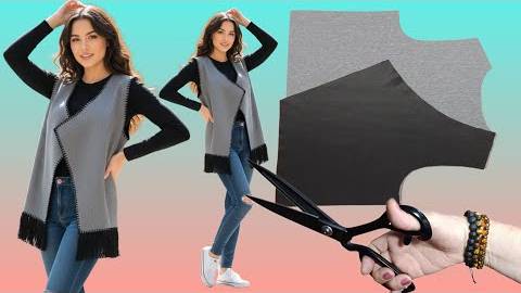 💥Всего 65 см ткани. Новый трендовый жилет. Крой и шитье смотреть онлайн