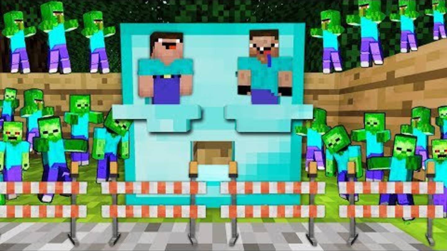 Мир уменьшился Нуб и Про в 1 блок построили дом в Алмазе против Зомби Апокалипсис в Майнкрафт! смотреть онлайн