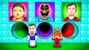 ✅ Выбери ПРАВИЛЬНЫЙ ТОННЕЛЬ: МИМИК, ИГРА В КАЛЬМАРА или СКУЛБОЙ в МАЙНКРАФТ ЧЕЛЛЕНДЖ!