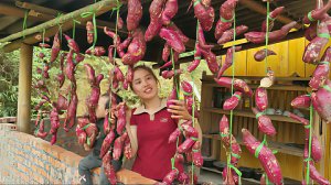 Собираю урожай сладкого картофеля и консервирую его. Готовим картофель, чтобы съесть вместе с детьми