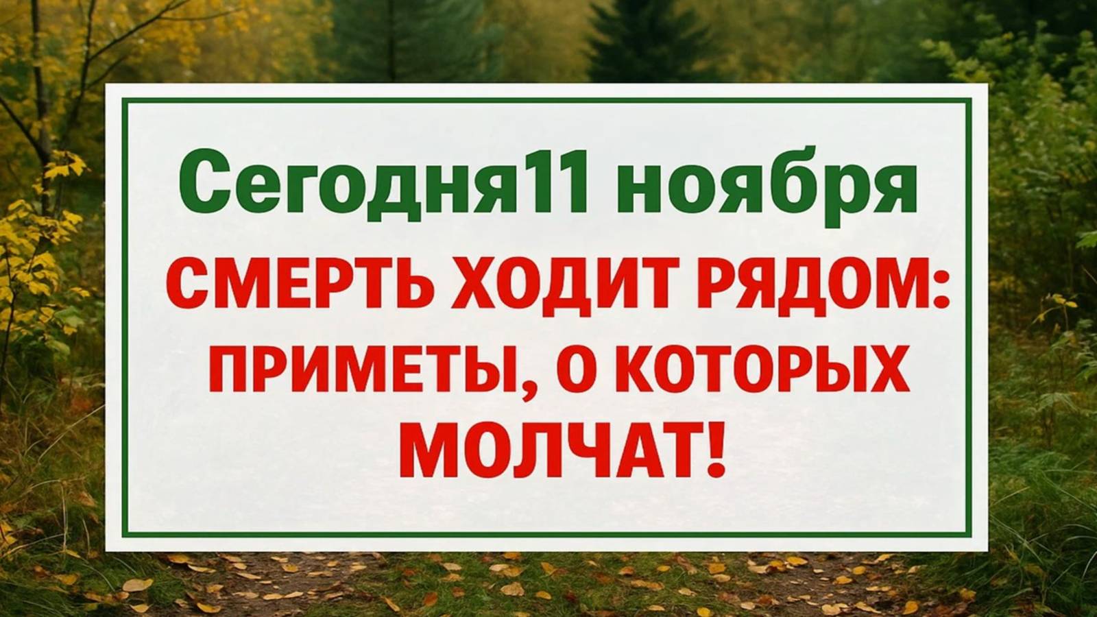 Сегодня 11 ноября - день судьбы и покоя мёртвых: народные запреты, что спасают от беды! смотреть онлайн