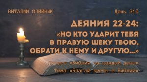 День 315. Деяния 22-24: «Но кто ударит тебя в правую щеку твою, обрати к нему и другую…»