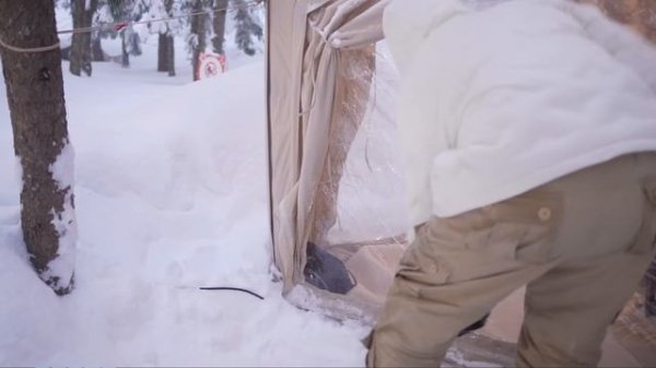 Kirin Camp Поход в новую воздушную палатку в снежную бурю