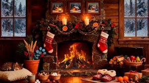 Уютный Рождественский Камин в Домике (12 ч) ❄️ Зимняя Атмосфера