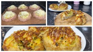 Мясные стожки с фаршем с картофелем и солеными огурчиками