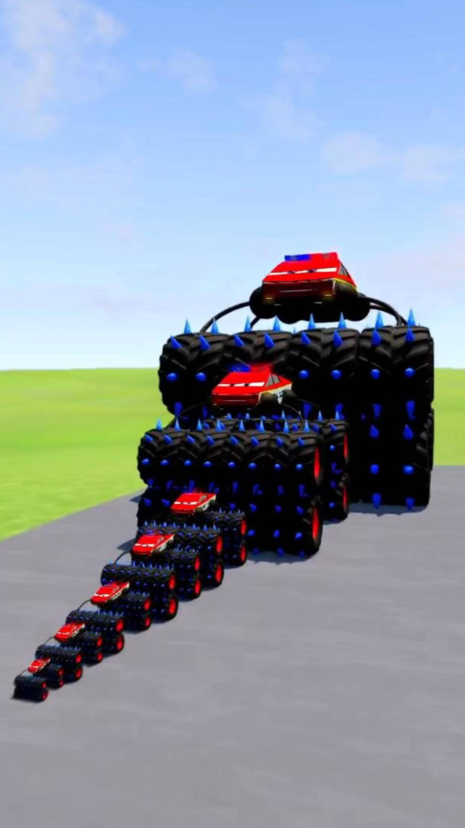 Большой и маленький кибертрак Tesla Lightning McQueen против поездов | BeamNG.Drive смотреть онлайн