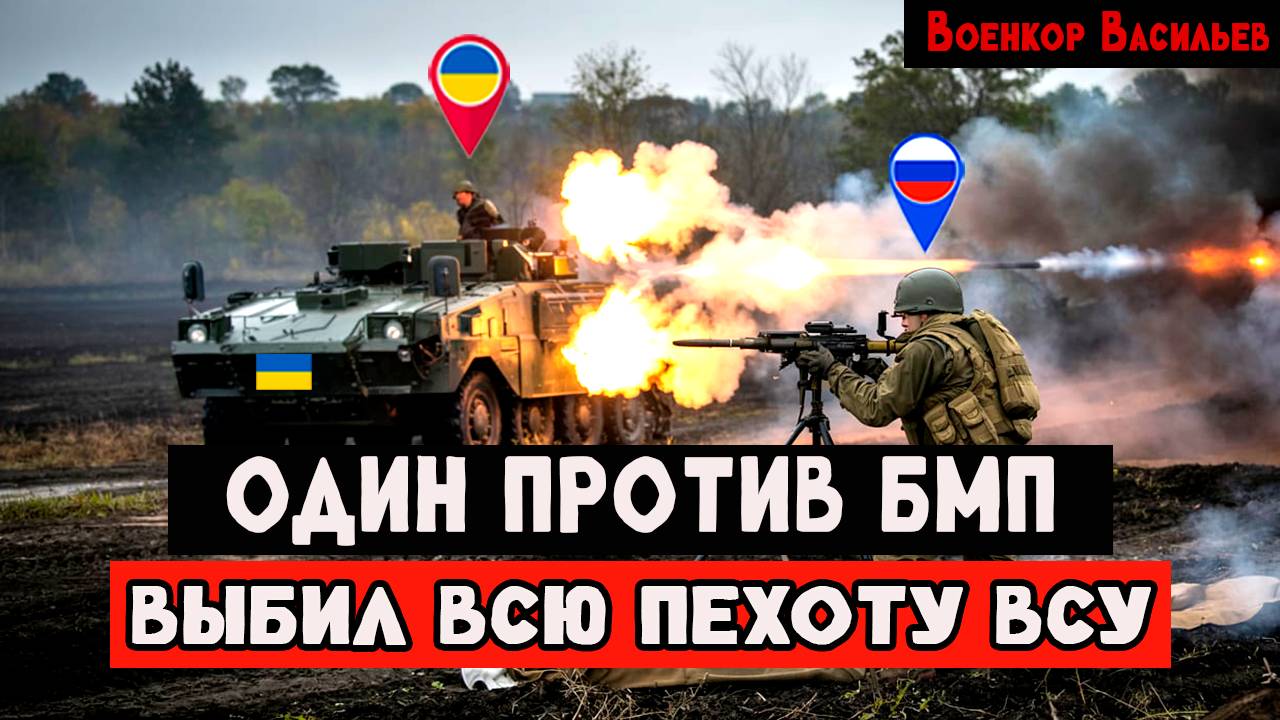 Российский военный с РПГ в одиночку против украинской БМП с пехотой смотреть онлайн