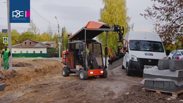 Механизированная укладка бордюрного камня