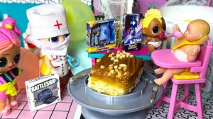 НАКОРМИЛ СЕСТРУ ТОРТОМ🎂, ДОКТОР ПРИБЕЖАЛ ПОТОМ🤣 Куклы ЛОЛ сюрприз смешные мультики Даринелка