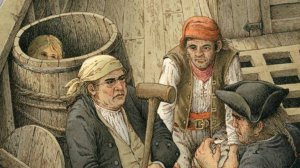 Стивенсон. Остров сокровищ.  Глава «Что я услышал, сидя в бочке из под яблок» (начало)